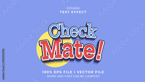 editable check mate text effect.typhography logo