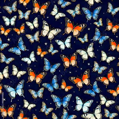 many butterflies On a white background, smooth, clean sheets with separate patterns arranged on a white background, generated by AI.