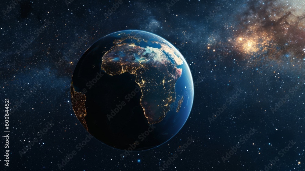 Obraz premium Abstract Earth planet with the African continent and a starry space background