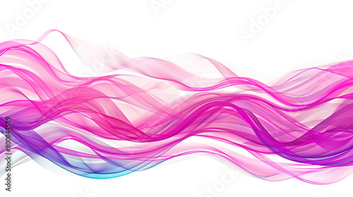 Vibrant fuchsia waves blending with azure and lime, isolated on solid white background.