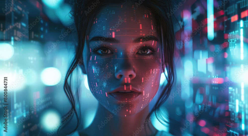 Digital background featuring data and binary code with orange neon ...