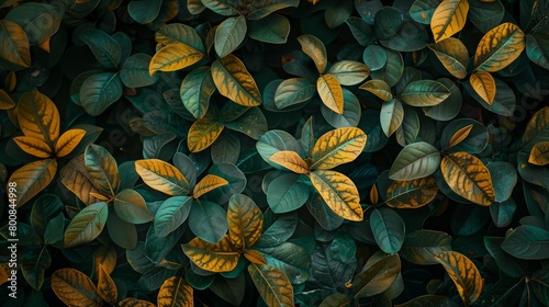 Golden Veined Leaves in Lush Foliage