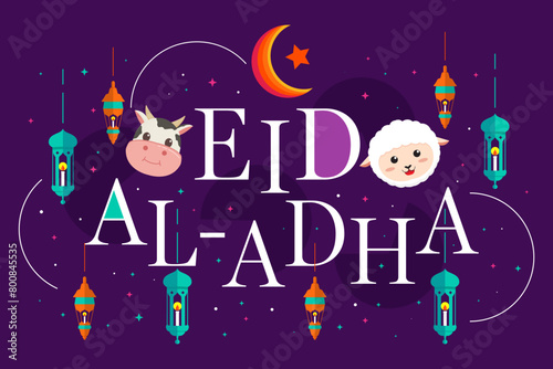 flat eid al adha background illustration vector design