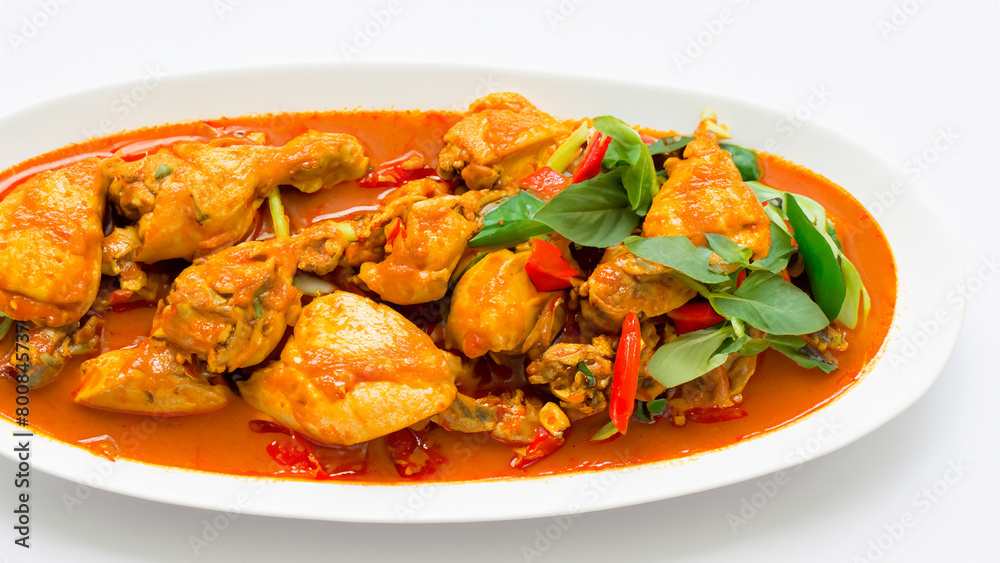 thai red curry chicken on white background. Generative Ai thai red curry chicken on white background. Generative Ai