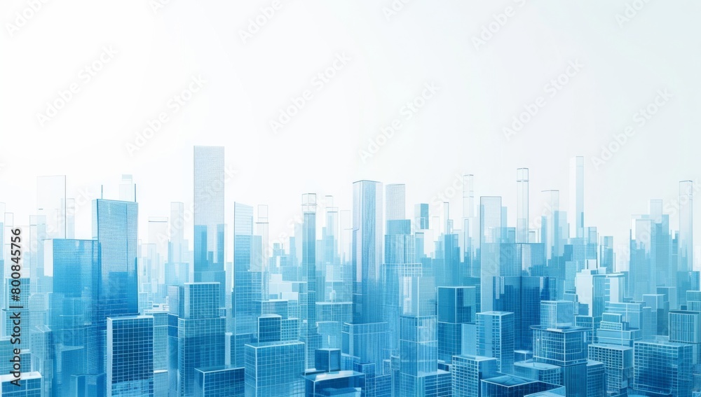 Abstract blue cityscape with skyscrapers on white background Abstract blue cityscape with skyscrapers on white background