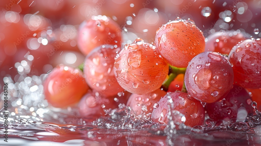 A collection of grapes resting atop a table, with dewdrops adorning their tops and bottoms A collection of grapes resting atop a table, with dewdrops adorning their tops and bottoms