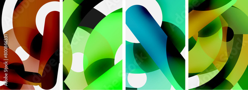 A collage of four circles in electric blue, grass green, thigh yellow, and rectangle pink on a white background, resembling a pattern on personal protective equipment or a Tshirt design