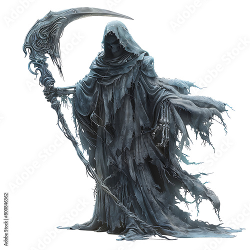 Grim reaper scythe on isolated transparent background