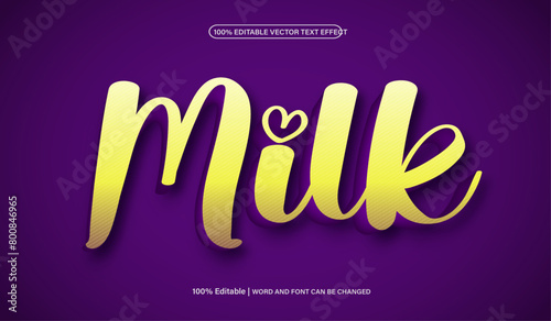 Milk 3d editable premium vector text effect