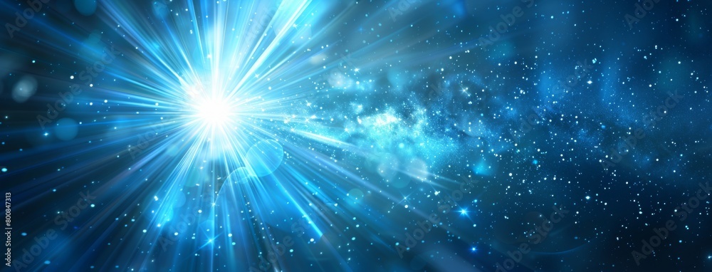 Naklejka premium Abstract blue light speed background with rays of sun and star