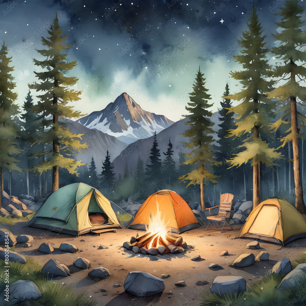 camping in the mountains