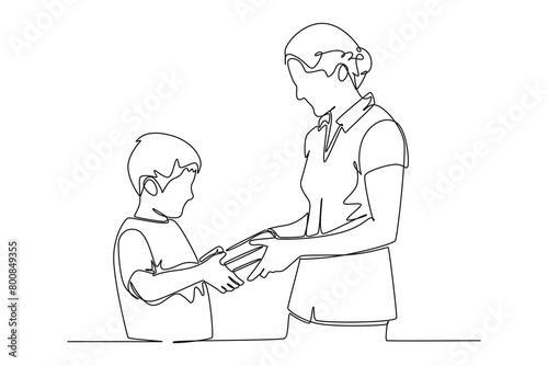 Continuous one line drawing library concept. Doodle vector illustration.