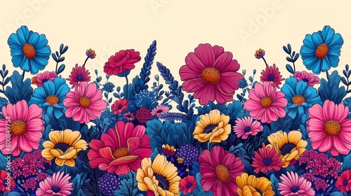  middle with blue and pink blooms, white backdrop