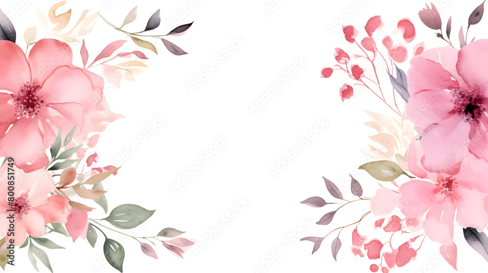 Fototapeta premium Digital vintage watercolor pink flowers abstract graphic poster web page PPT background