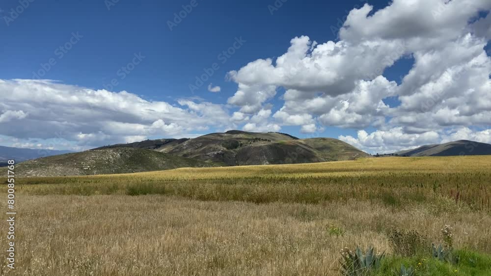 Landscape video of a valley with mountains and fields of quinoa and barley. Huancayo, Perú. Landscape video of a valley with mountains and fields of quinoa and barley. Huancayo, Perú.