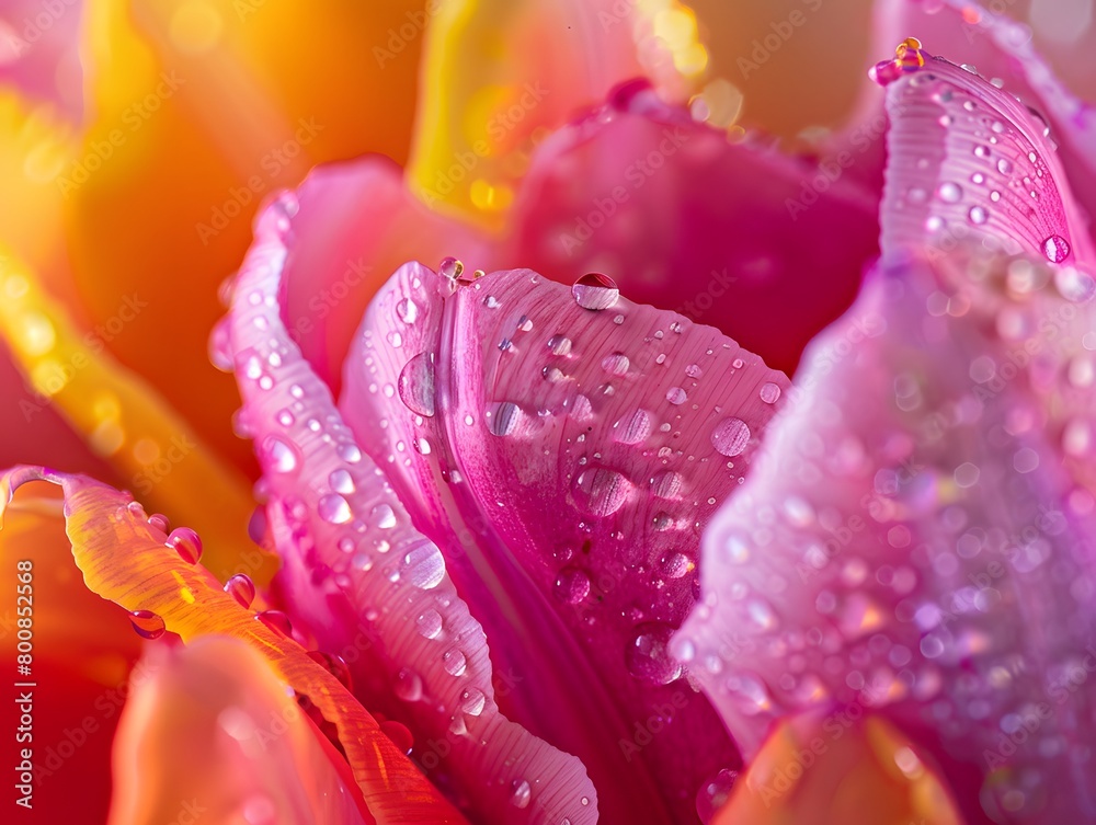 Dew on Vibrant Tulips: Close-Up Shots of Dew-Kissed Tulips in Full Bloom, Showcasing Spring's Fresh Beauty Dew on Vibrant Tulips: Close-Up Shots of Dew-Kissed Tulips in Full Bloom, Showcasing Spring's Fresh Beauty