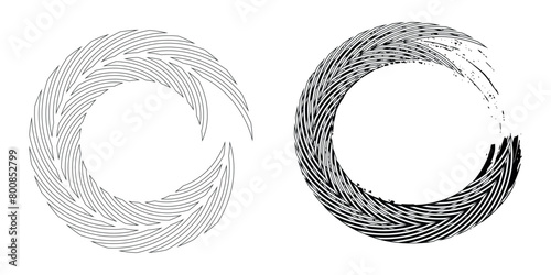 Black tire sign pattern isolated on white background with clipping path, burnt and broken tire texture for graphic design. modern.
