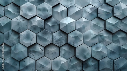 Textured Hexagonal Tile Pattern: Detailed View of a Modern Architectural Design Featuring a Textured Hexagonal Tile Pattern