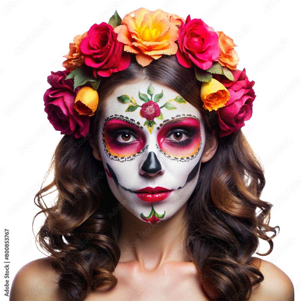 sugar skull makeup women isolated