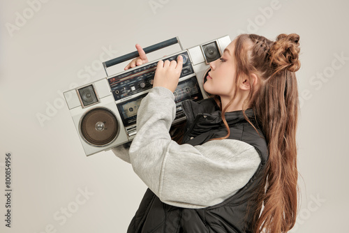 joyful DJ girl photo