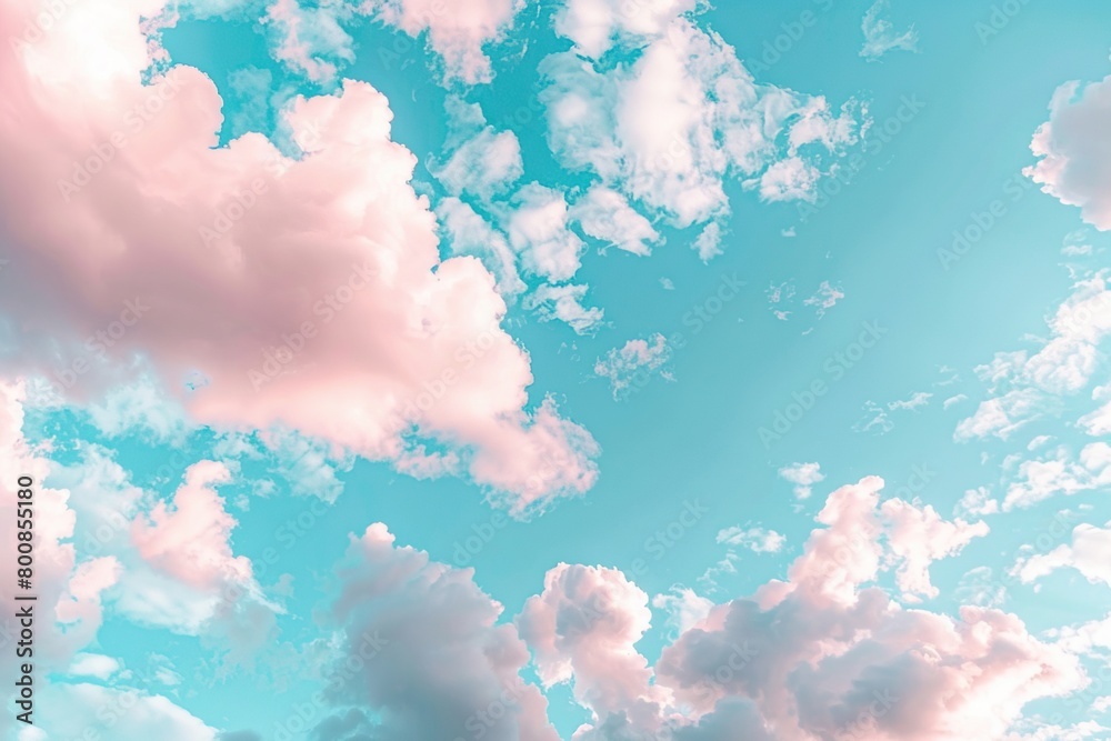 Pink and blue pastel clouds in the sky, aesthetic background, wallpaper, soft fluffy cloud texture in pastel colors of pink, baby blue and purple. Pink and blue pastel clouds in the sky, aesthetic background, wallpaper, soft fluffy cloud texture in pastel colors of pink, baby blue and purple.