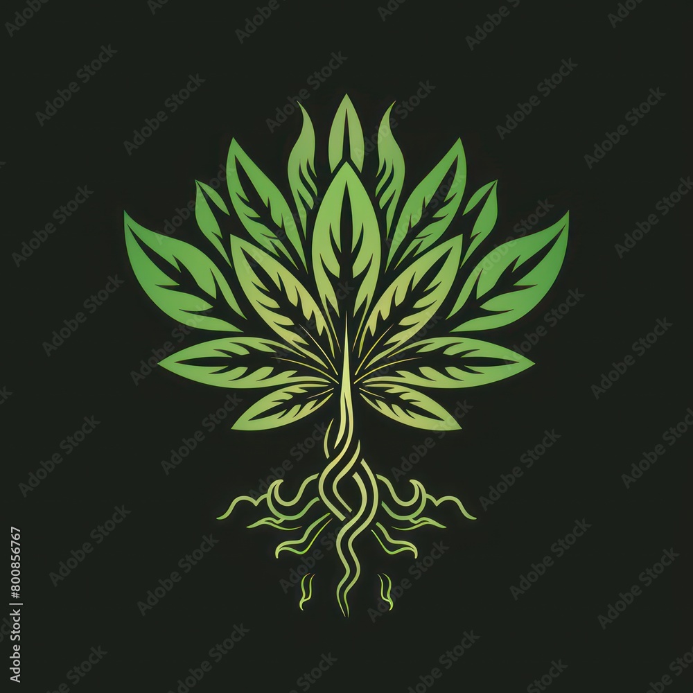 Craft a dynamic logo for a grow shop with vector graphics, featuring elements like cannabis, weed, and hemp for a distinctive identity.