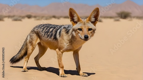 In Namibia's desert, Black-Backed Jackal (Canis mesomelas); Swakopmund, Erongo Region, Namibia, 8k