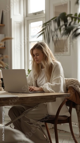 Health coach conducting a consultation via laptop in a minimalist office