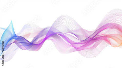 Showcase the fusion of creativity and technology through lively gradient lines in a single wave style isolated on solid white background