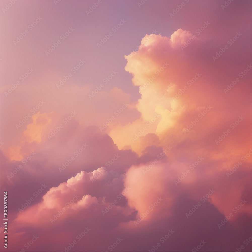 summer background, sky cloudy, with muted colors, pink and orange