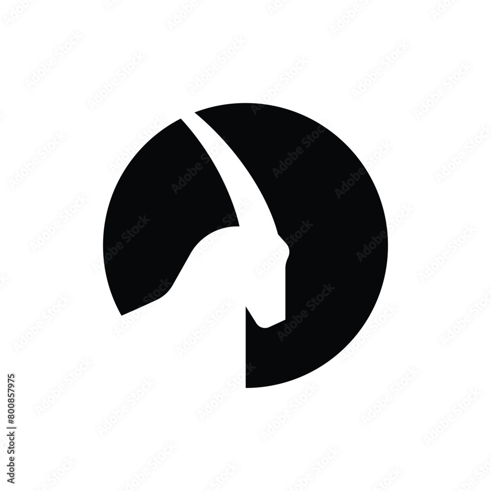 Simple silhouette of antelope circle abstract black and white Simple silhouette of antelope circle abstract black and white