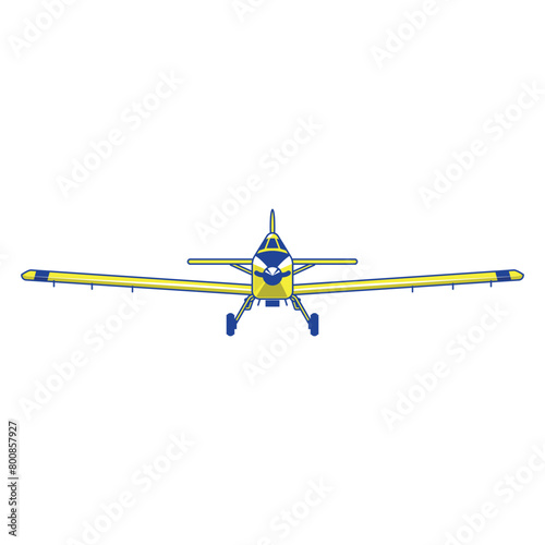 Yellow Air Tractor agricultural plane realistic illustration.