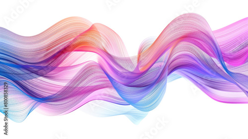 Showcase the evolution of digital art with lively gradient lines in a single wave style isolated on solid white background © Hamza
