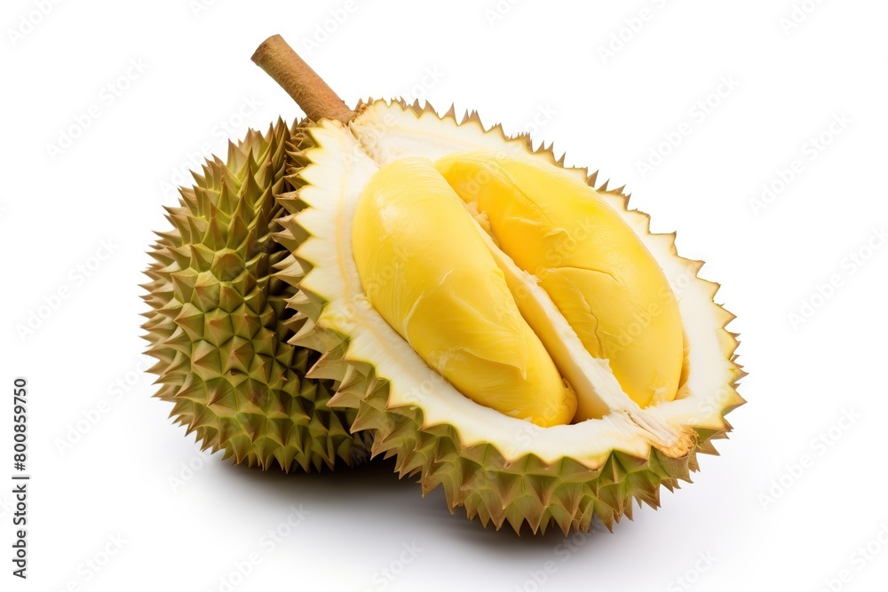 Fototapeta premium Durian isolated on white background close-up.