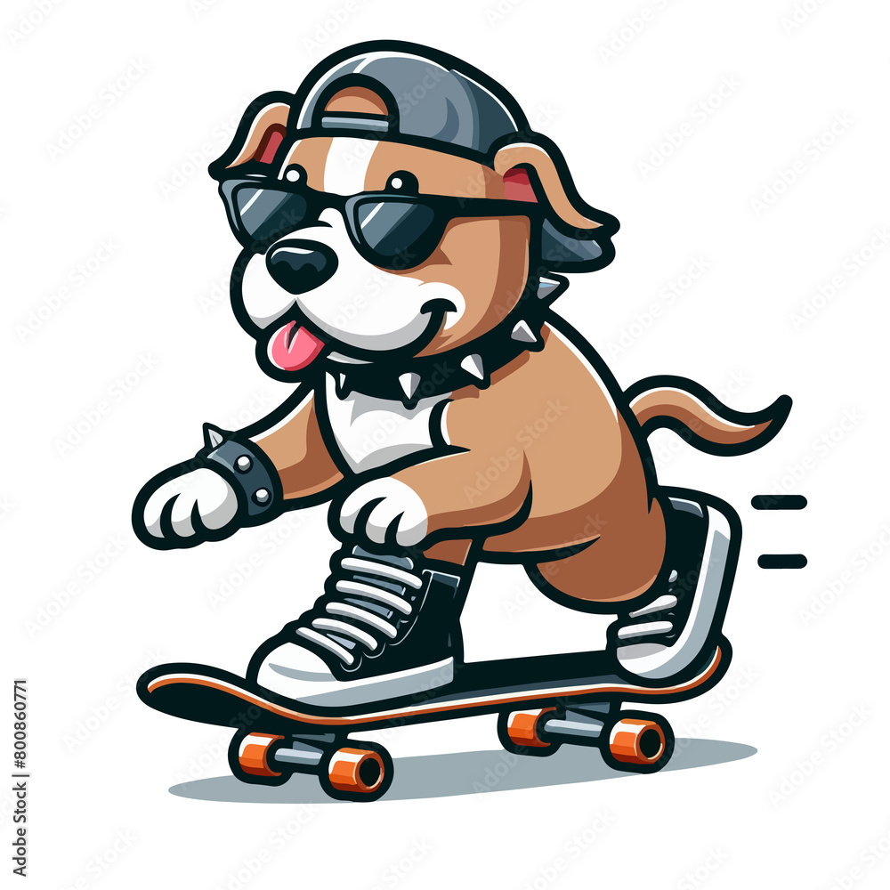 Cute dog with skateboard Cute dog with skateboard