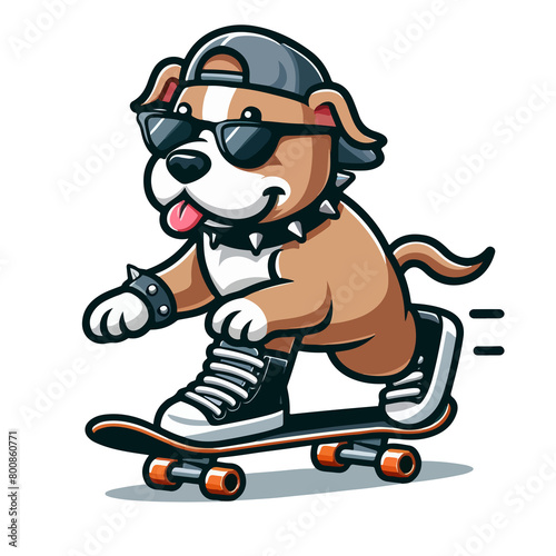 Cute dog with skateboard
