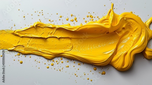 A tight shot of a yellow material on a pristine white background, adorned with water droplets at the base