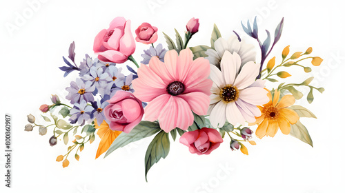 Digital vintage watercolor floral bouquet abstract graphic poster web page PPT background