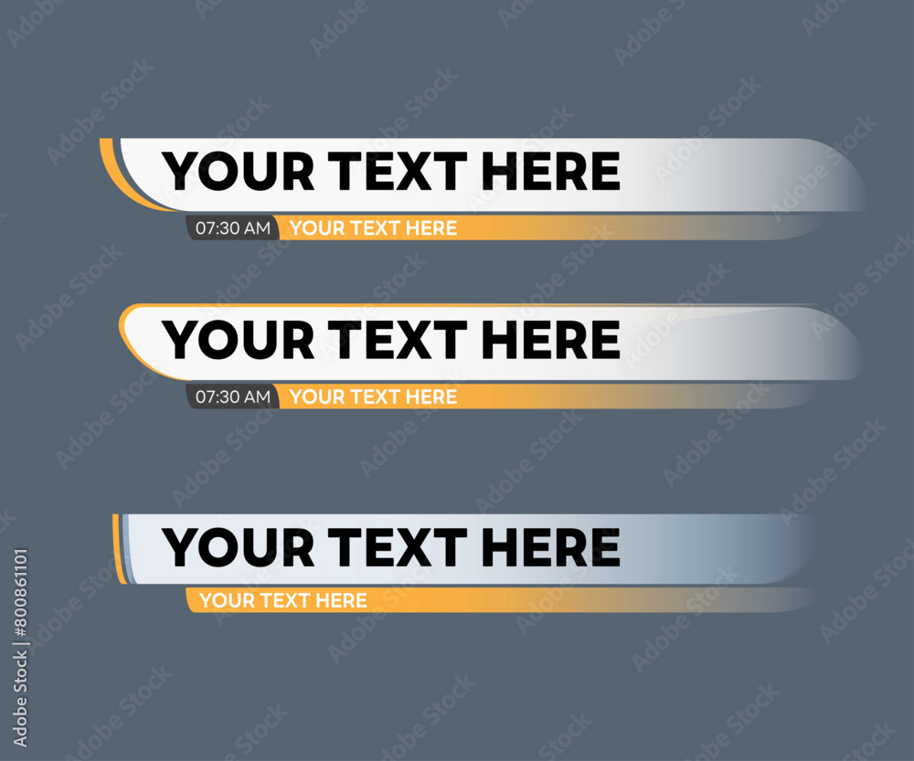 Fototapeta premium Lower third design with yellow shape overlay strip text video.