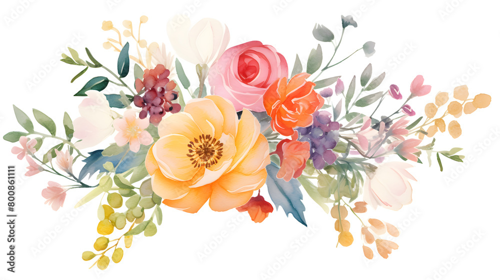 Digital vintage watercolor floral bouquet abstract graphic poster web page PPT background