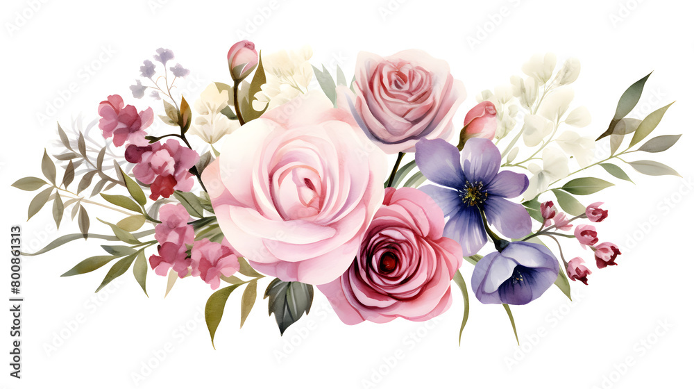 Digital vintage watercolor floral bouquet abstract graphic poster web page PPT background