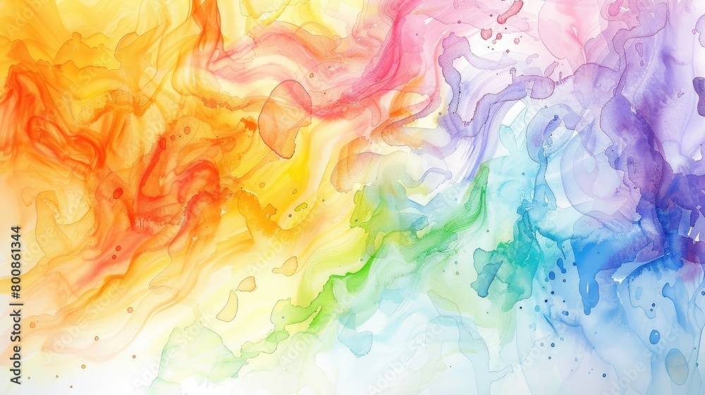 Soft watercolor washes blending rainbow colors in a fluid pattern