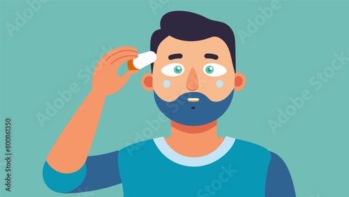 Then comes the eye cream as he smoothly applies it around his delicate eye area..
