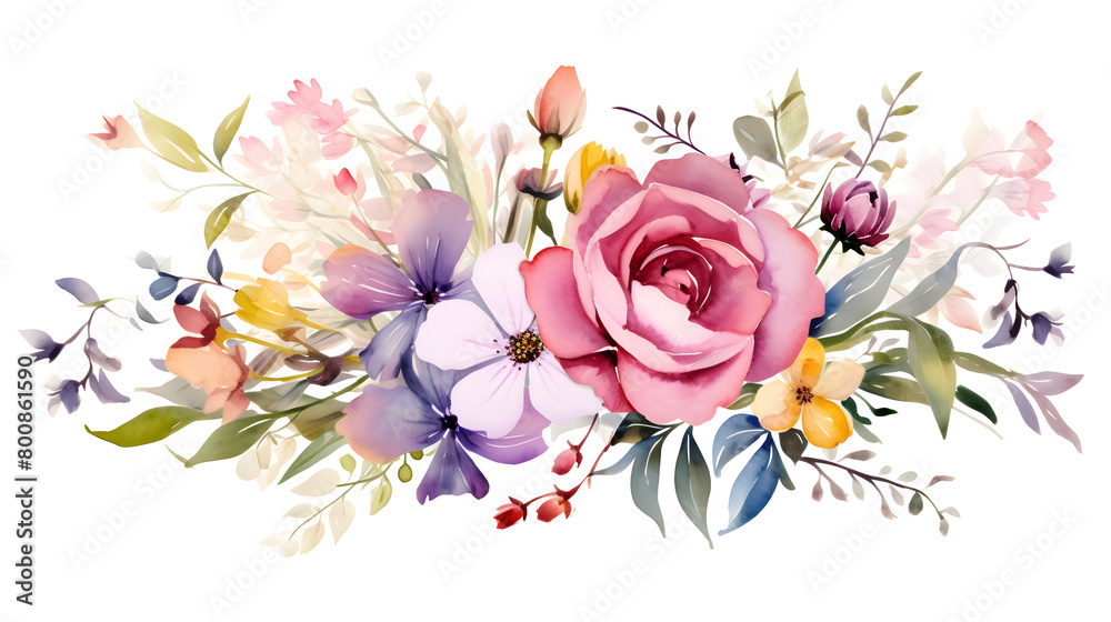 Digital vintage watercolor floral bouquet abstract graphic poster web page PPT background