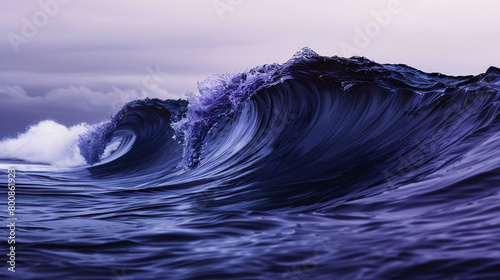 A bold indigo wave, powerful and commanding in its presence. The wave's depth and intensity create an impression of infinite expansiveness.