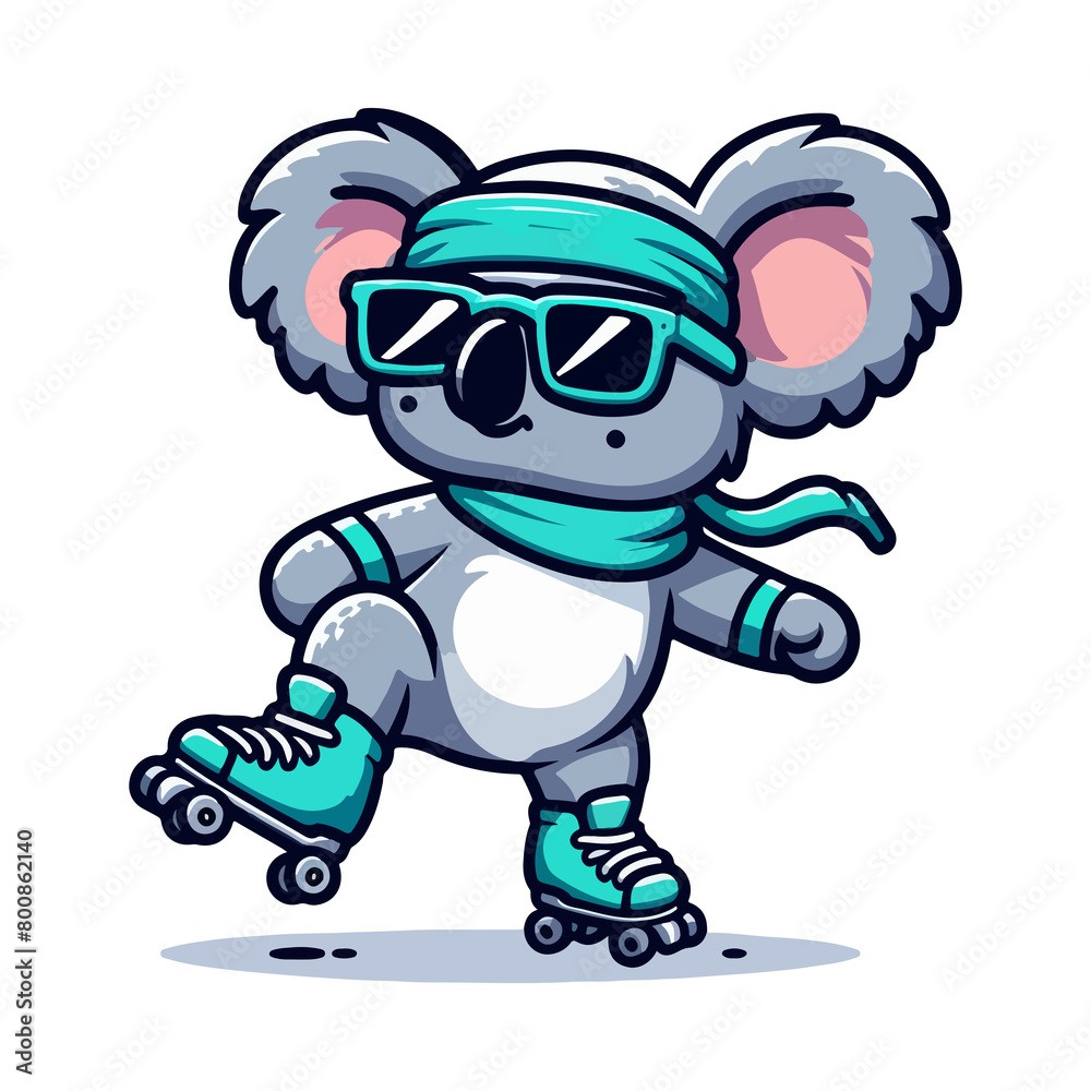 cute koala with roller blade cute koala with roller blade