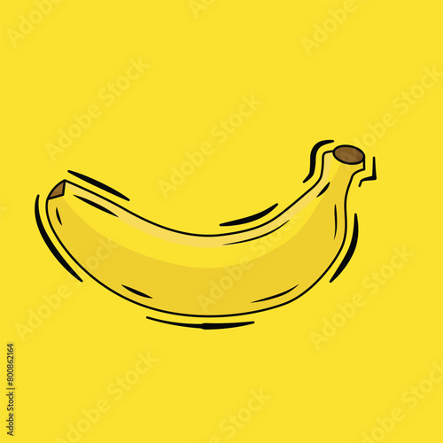 Banana vector icon edible fruit on yellow background