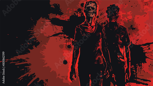 Scary zombies on dark background with space for text