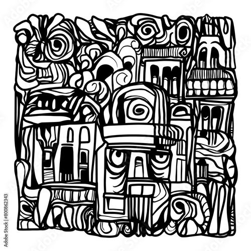 hand-drawn doodles, suitable for an artistic background or a complement to cool the design, primitive style.