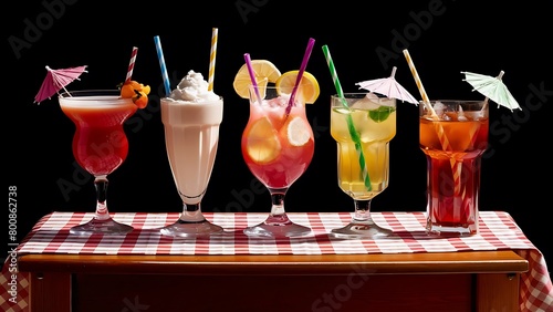 A row of colorful drinks